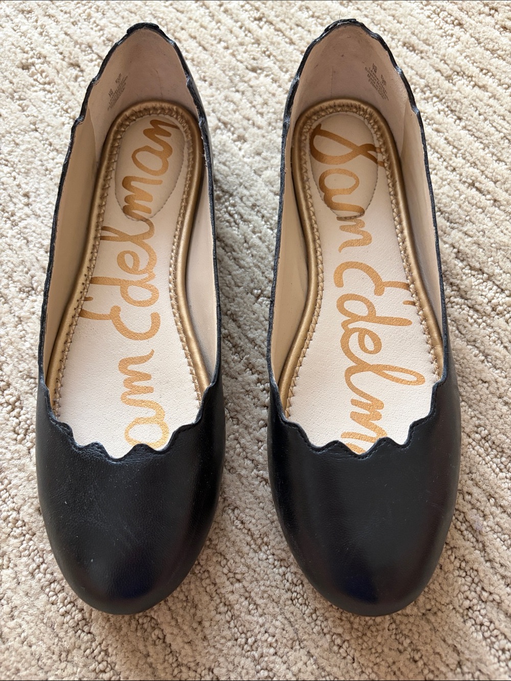 Sam Edelman Black Scalloped Edge Leather Flats